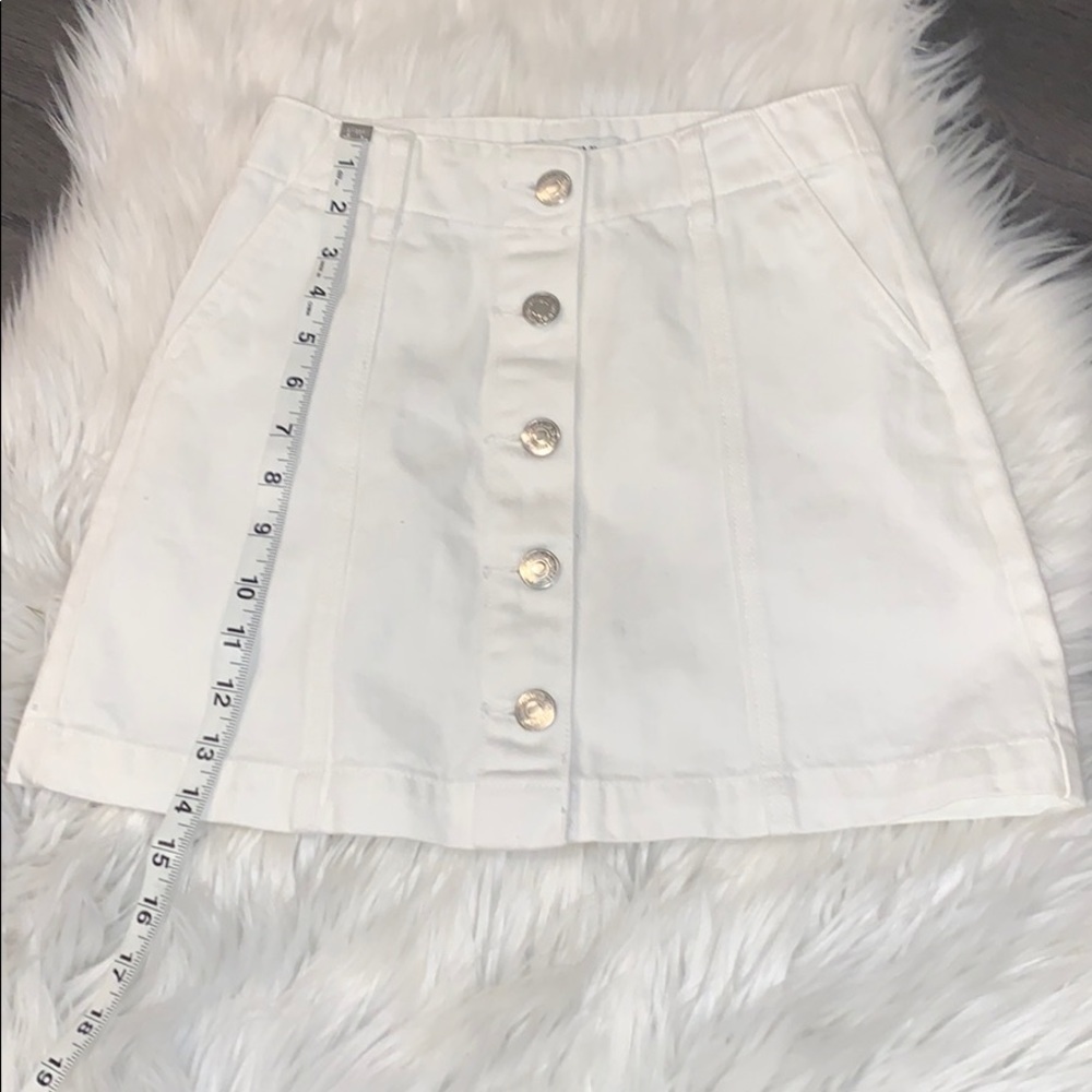 Forever 21 White Button Front Denim Skirt Size 24 - Picture 5 of 8